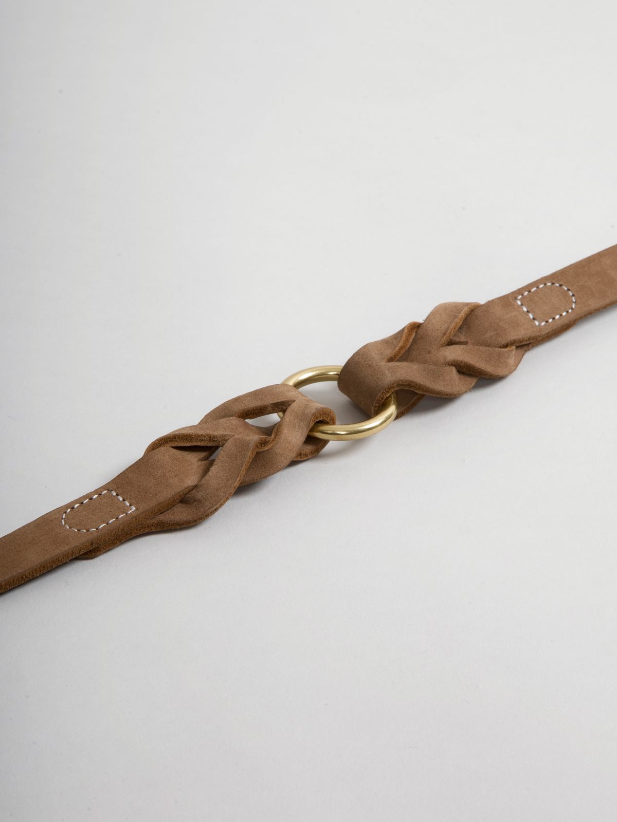 Hugo braided leather dog leash in nougat