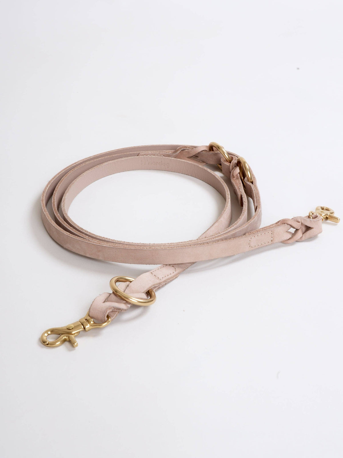 Hugo braided leather dog leash in taupe