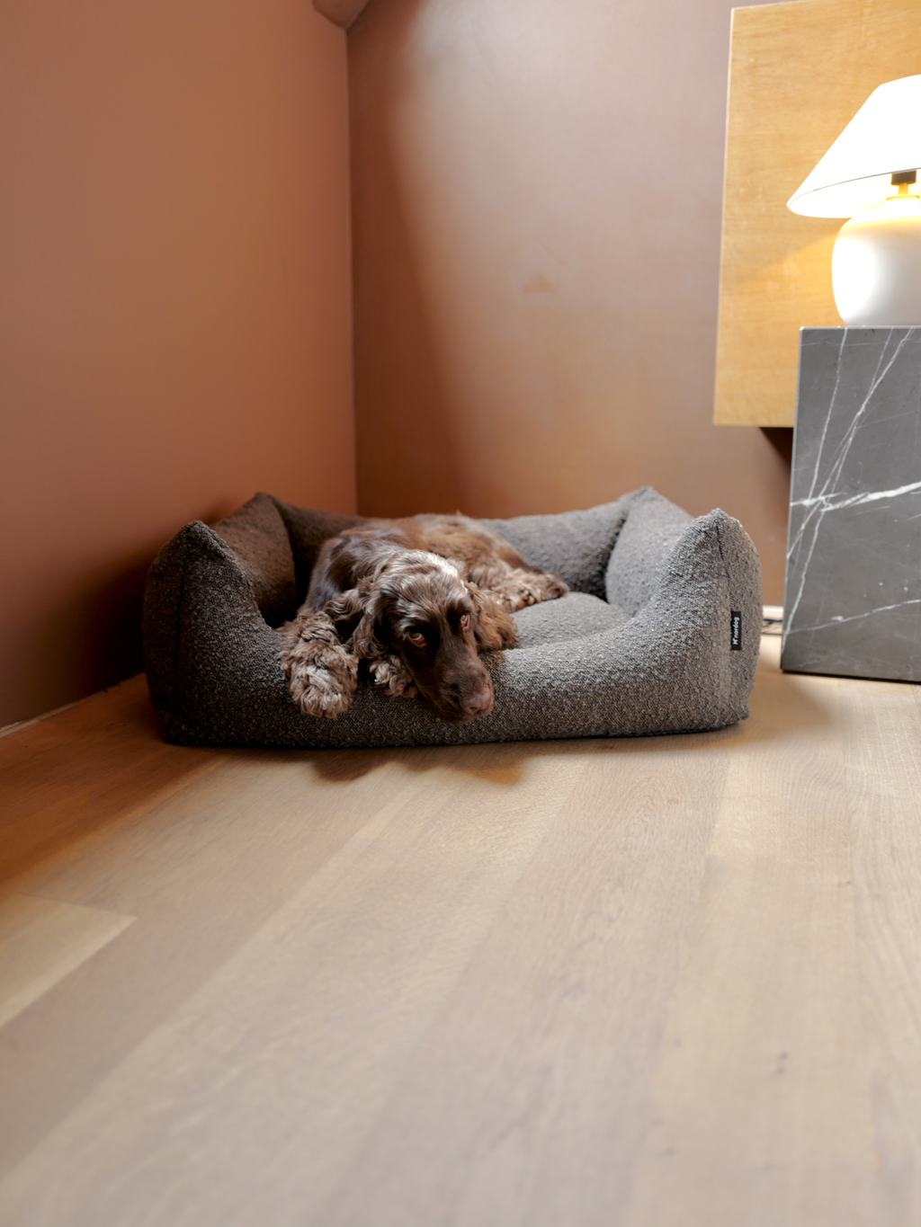 Billy bouclé dog bed in mocca