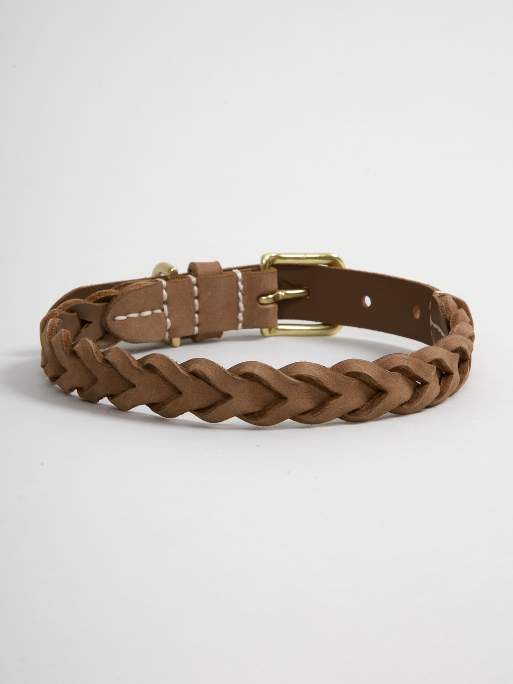 Hugo braided leather dog collar in nougat