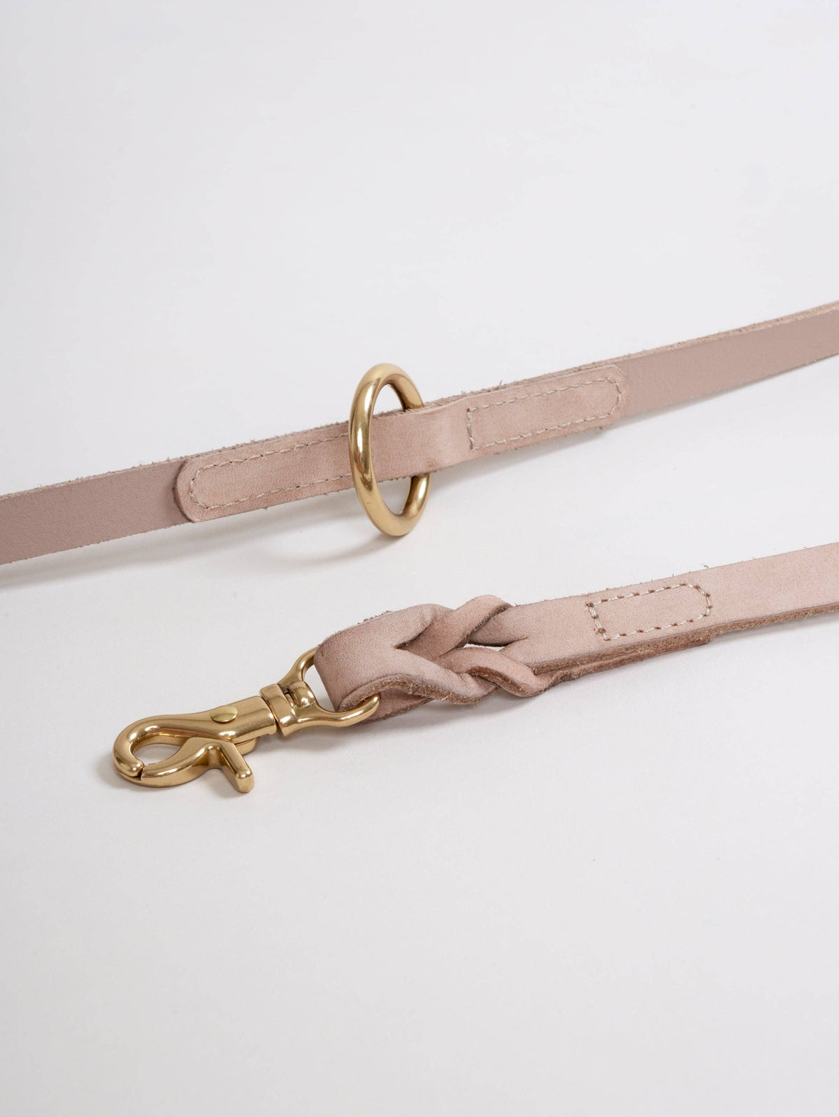 Hugo braided leather dog leash in taupe