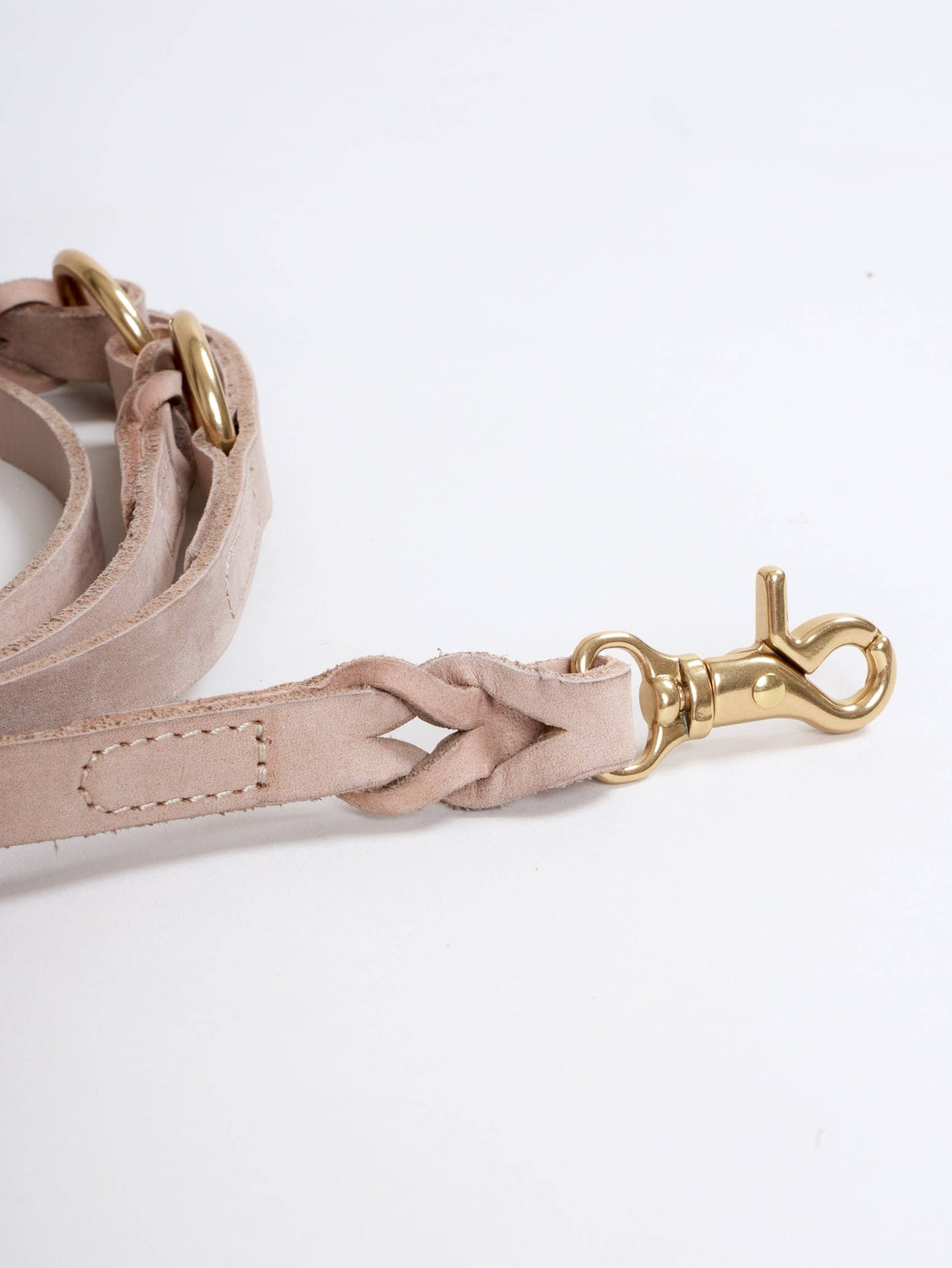 Hugo braided leather dog leash in taupe