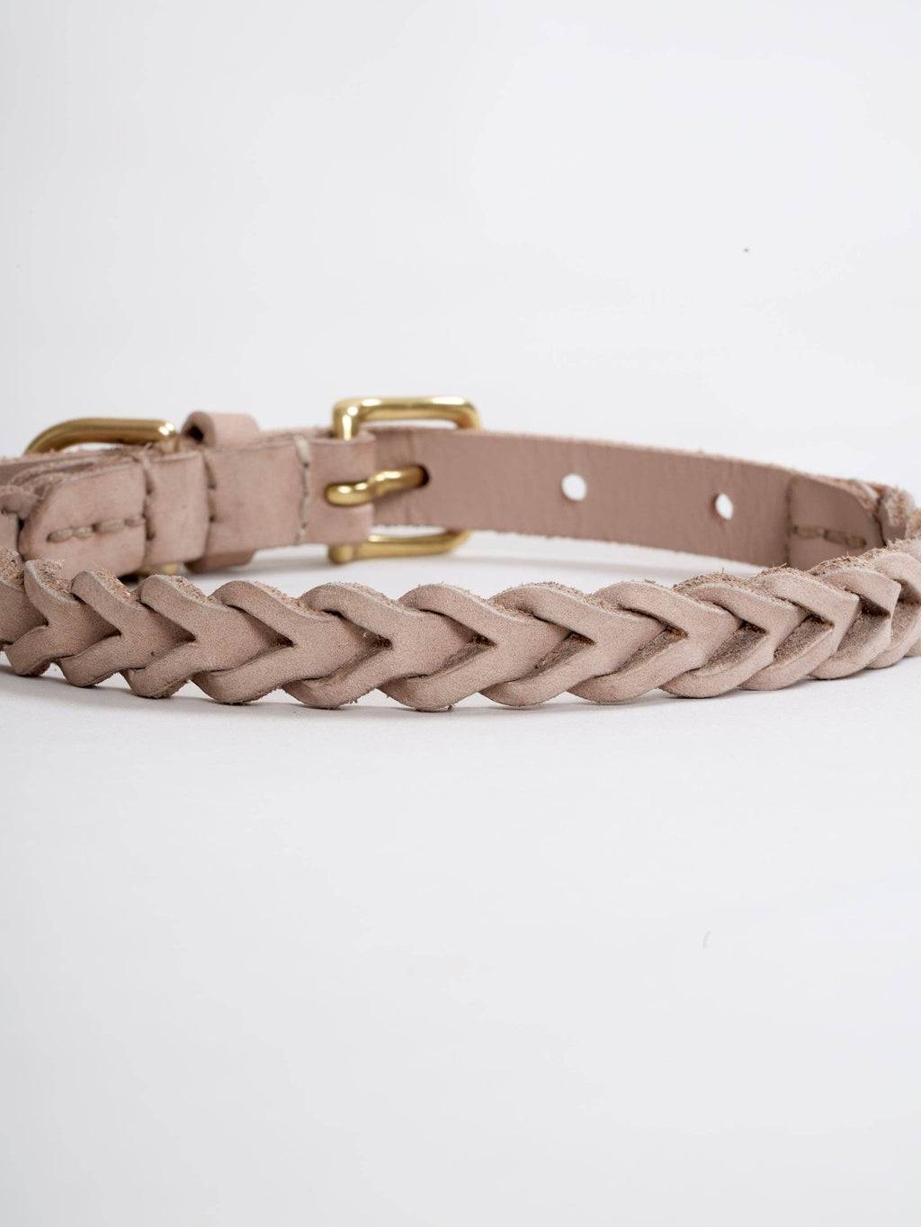 Hugo braided leather dog collar in taupe