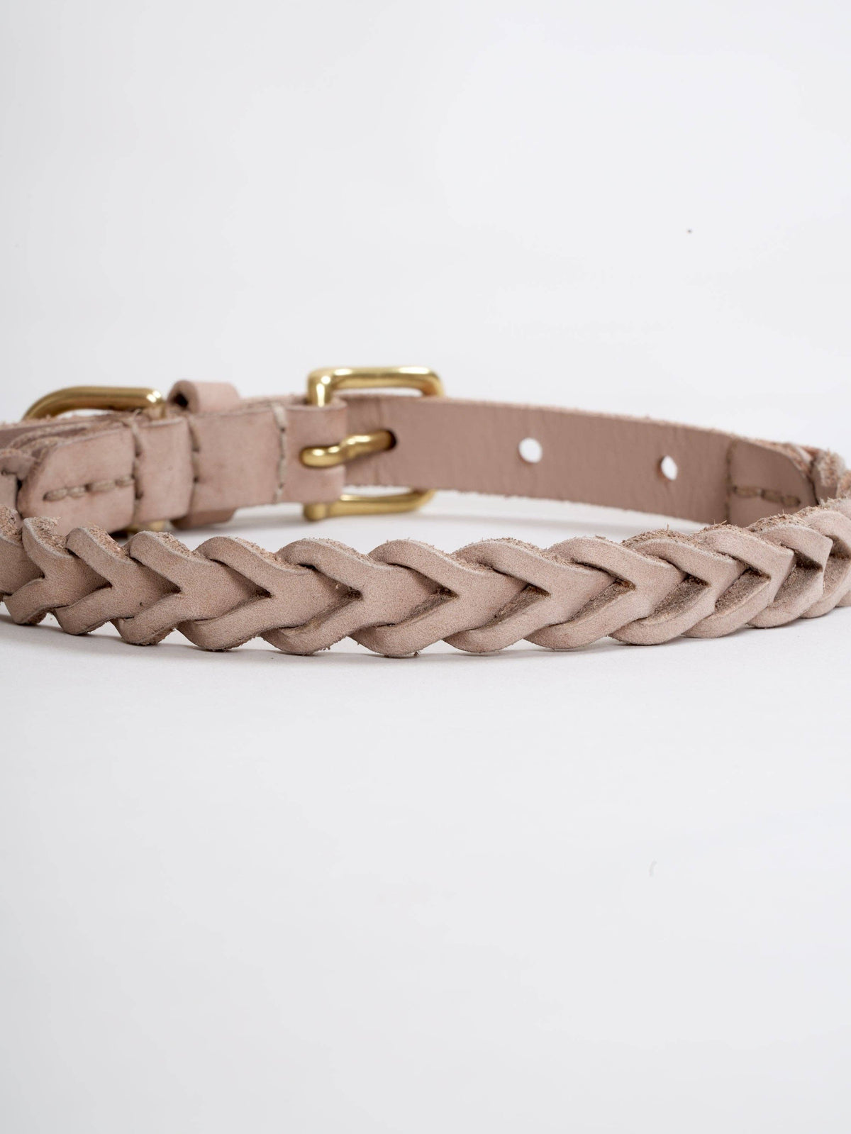Hugo braided leather dog collar in taupe