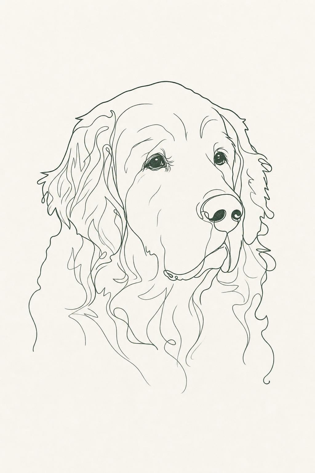 AI dog portrait in Line Art style